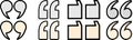 Quotation mark and speech quote icons used for writing, dialogue, citations, comments, and text emphasis Royalty Free Stock Photo