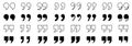 Quotation marks icon buttons set, inverted commas or talking marks, quote speech marks in solid and outline style Royalty Free Stock Photo