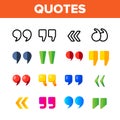 Quotation Marks, Inverted Commas Vector Color Icons Set