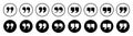 Quotation marks round icon buttons set, inverted commas or talking marks, quote speech marks Royalty Free Stock Photo
