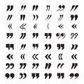 Quotation marks. Text block quote opinion or idea citation vector icons collection