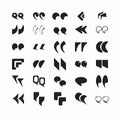 Quotation marks in various fonts black and white set Royalty Free Stock Photo