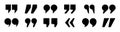 Quotation marks vector collection. Black quotes icon. Speech mark symbol. Royalty Free Stock Photo