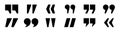 Quotation marks vector collection. Black quotes icon. Speech mark symbol. Royalty Free Stock Photo