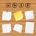 Quote, asterisk footnote icons. Hashtag symbol. Royalty Free Stock Photo