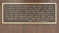 Quote on the base of a bronze statue of legendary mayor Tom Vandergriff inside City Hall in downtown Arlington, Texas.