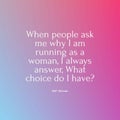 Quote about being woman on a pink background