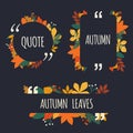 Quote blank template. Autumn design elements with leaves. Paper