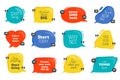 Quote box. Doodle speech bubbles with motivation text, colorful comic banners for comments and quotes. Vector slogan set Royalty Free Stock Photo