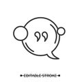 Quote bubble icon. Speech bubble with citation sign. Simple vector illustration.