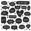 Quote bubbles black cute vector icons set Royalty Free Stock Photo