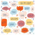 Quote bubbles colorful cute vector icons set Royalty Free Stock Photo