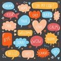 Quote bubbles trendy cute vector icons set Royalty Free Stock Photo