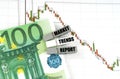 On the quote chart there are euros and clothespins with the inscription - Market Trends Report