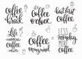 Quote coffee cup typography set