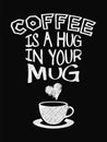 Quote Coffee Poster. Coffee is a Hug in Your Mug.