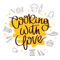 Quote Cooking with love Royalty Free Stock Photo