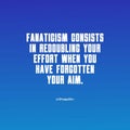 Quote about fanaticism on a bright blue background