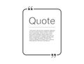 Quote frame. Mockup of quatation square box. Editable message in black color with transparent background. Remark bracket. Template