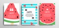 Quote frames set of blank templates with summer themes on a watermelon background. Text in brackets, quote from empty speech Royalty Free Stock Photo