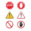 Traffic sign stop set. Warning sign. Vector illustration. Royalty Free Stock Photo