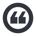 Quote icon flat vector round button clean black and white design concept isolated illustration Royalty Free Stock Photo