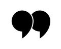 Quote icon. Mark for quotation, speech and citation. Double comma and inverted double comma. Black symbol for bubble, discussion Royalty Free Stock Photo