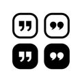 Quote icon. Quotation paragraph symbol. double comma mark. bubble dialogue speech sign. vector illustration.