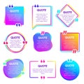 Quote info box. Text remark frame, quotes reference label and texting dialogue words excerpt frames boxes vector set Royalty Free Stock Photo