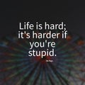 Quote Life is hard; it's harder if you're stupid. on a blurry Ferris wheel background