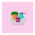 Quote love coffee typography cup Good day flowers Royalty Free Stock Photo