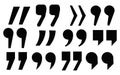 Quote marks collection set black double quotes speech bubble different shapes Royalty Free Stock Photo