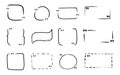 Quote marks, commas, message box. blank speech bubble balloon set hand drawn doodle. speech bubbles sketch frames scribble on Royalty Free Stock Photo