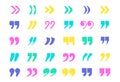 Quote marks isolated on white background. Color quotation marks vector icons collection