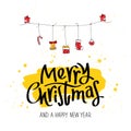 Quote Merry Christmas and a Happy New Year Royalty Free Stock Photo