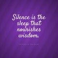 Quote Silence is the sleep that nourishes wisdom. on a purple background Royalty Free Stock Photo
