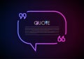 Quote speech bubble abstract laser neon frame background