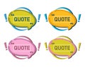 Quote speech bubble blank template set. Citation frame with commas and exclamation point. Copy space for quotation. Vector Royalty Free Stock Photo