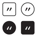 Quote symbol icon set. Quotation paragraph mark. Sign of double comma