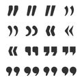 Quotes icons. Quote marks comma, speech excerpt remark icon and citation commas isolated vector set Royalty Free Stock Photo