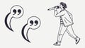 Quotes marks silhouette, speech and communication symbol vector design Generative AI