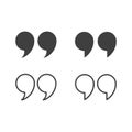 Quotes, quotation marks black isolated vector icon set Royalty Free Stock Photo