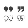 Quotes, quotation marks black isolated vector icon set Royalty Free Stock Photo