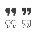 Quotes, quotation marks black isolated vector icon set