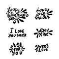 Quotes. Valentine lettering love collection. Hand drawn lettering with beautiful text about love. Perfect for valentine day, Royalty Free Stock Photo