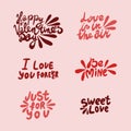 Quotes. Valentine lettering love collection. Hand drawn lettering with beautiful text about love. Perfect for valentine day, Royalty Free Stock Photo