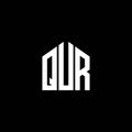 QUR letter logo design on BLACK background. QUR creative initials letter logo concept. QUR letter design