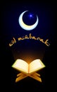 Quran on Eid Mubarak background