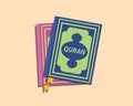 Quran islam muslim books with flat style vector Royalty Free Stock Photo