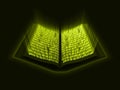 Quran kareem. the sacred book of islam. glowing arabic text with light rays. 3d style vector illustration.